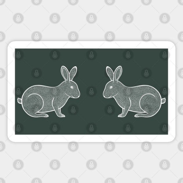 Rabbits in Love - cute and fun animal design - farm animals Magnet by Green Paladin